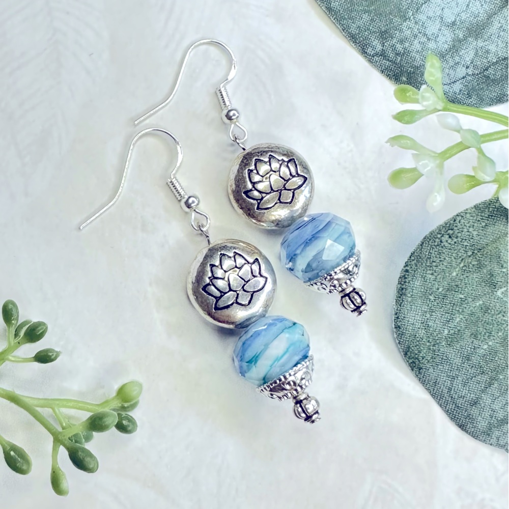 3/$25 Sparkly Blue Formal Faceted Glass Earrings